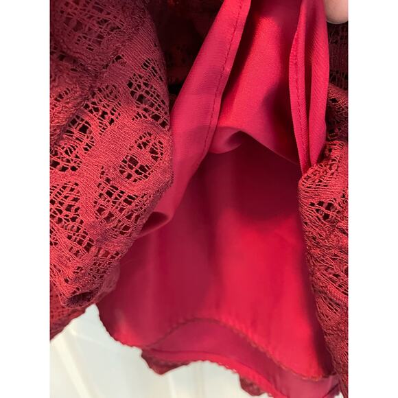 Anthropologie Moulinette Soeurs Carmindy Dress Pink Burgundy Lace 4 New - Picture 10 of 11